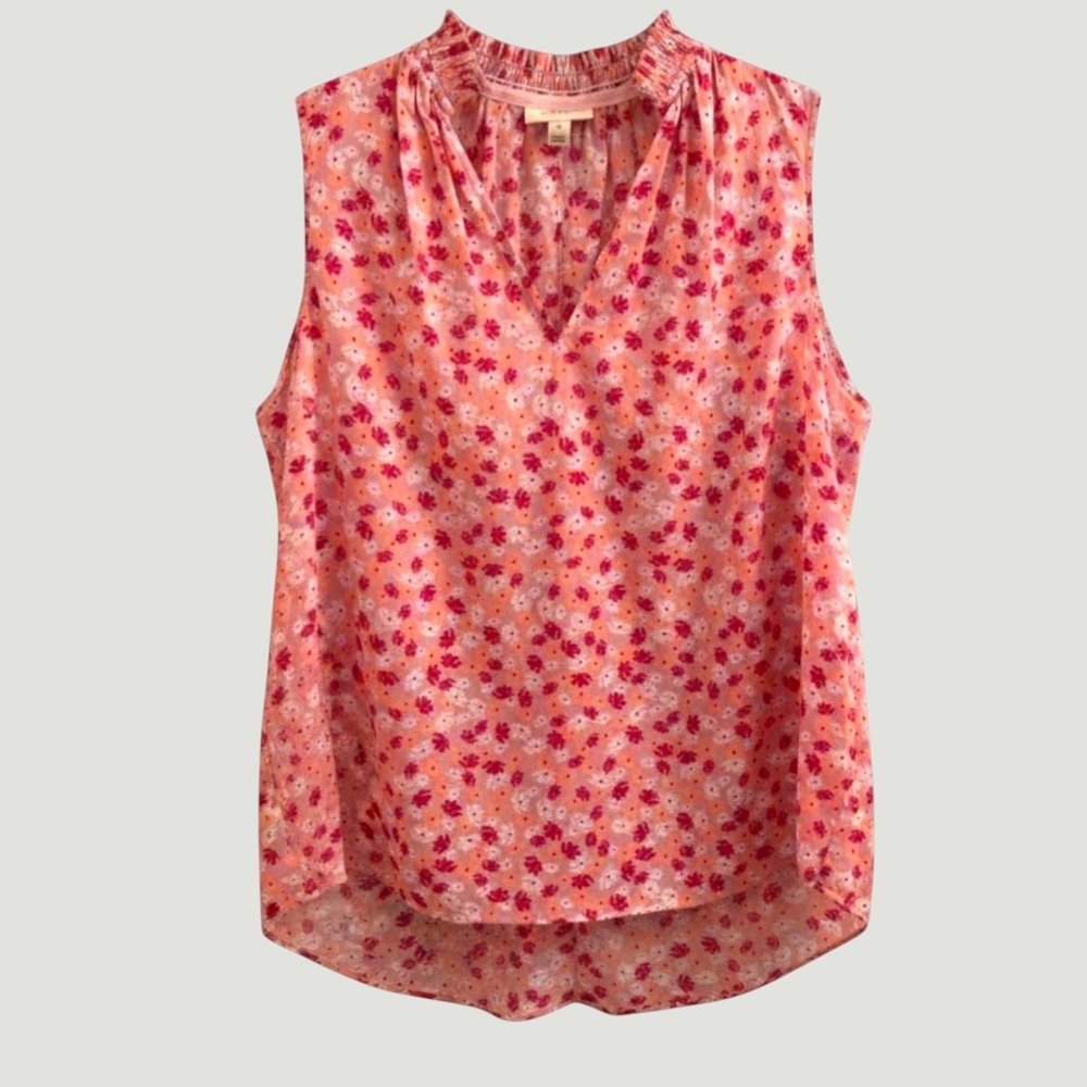 ON 34th Blouse Womens Cotton XL Pink Floral Sleeveless Office‎ Chic Career